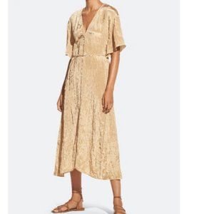 Vince Textured V-Neck Dress in Sun Khaki